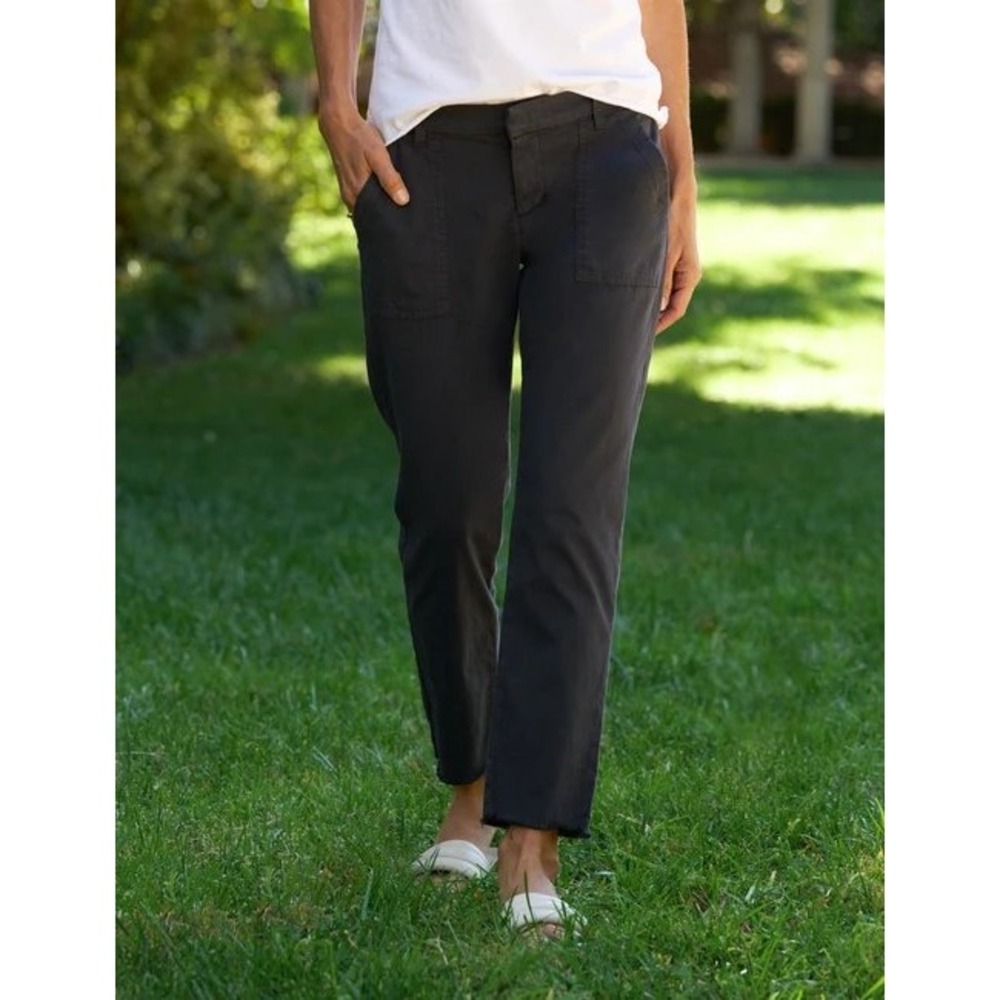 Frank & Eileen Blackrock Italian Utility Pants Womens 8 Black Cotton Preppy